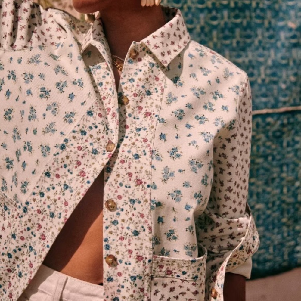 Sezane Will Jacket Patchwork Mini Flowers - Size XS